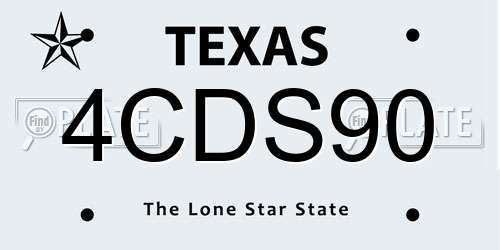 4CDS90 Texas License Plate