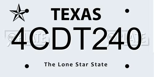4CDT240 Texas License Plate