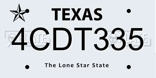 4CDT335 Texas License Plate