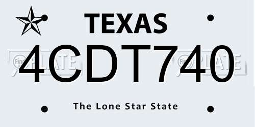 4CDT740 Texas License Plate