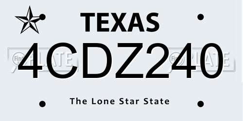 4CDZ240 Texas License Plate