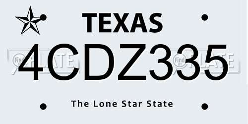 4CDZ335 Texas License Plate