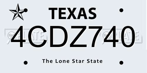 4CDZ740 Texas License Plate