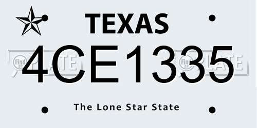 4CE1335 Texas License Plate