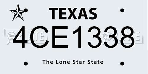 4CE1338 Texas License Plate