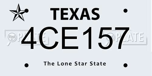 4CE157 Texas License Plate