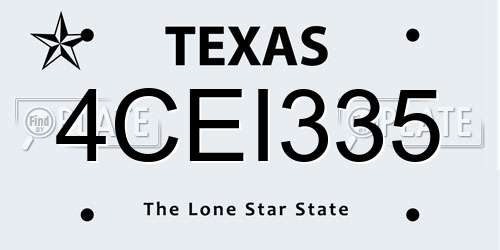 4CEI335 Texas License Plate