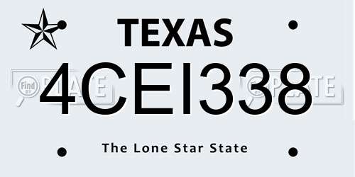 4CEI338 Texas License Plate