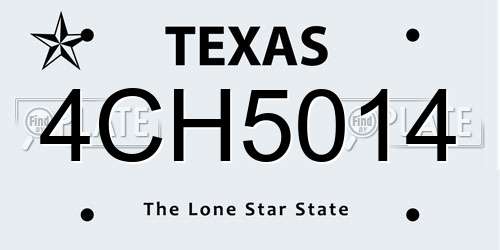 4CH5014 Texas License Plate