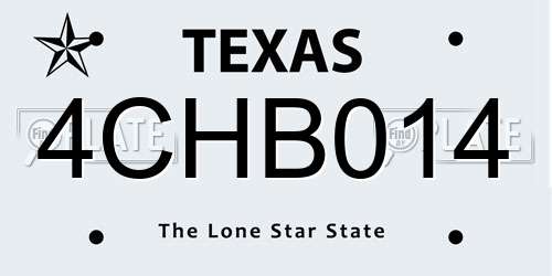 4CHB014 Texas License Plate