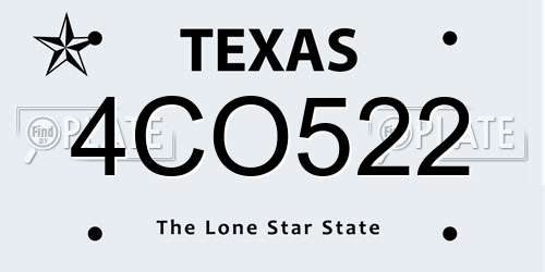4CO522 Texas License Plate