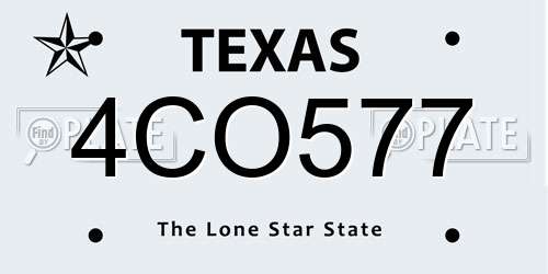 4CO577 Texas License Plate