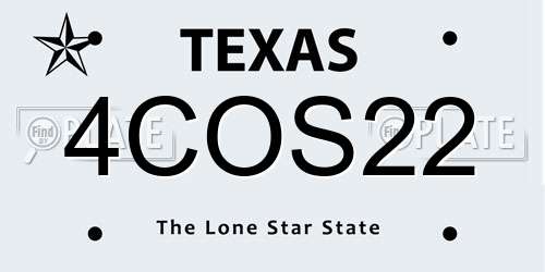 4COS22 Texas License Plate