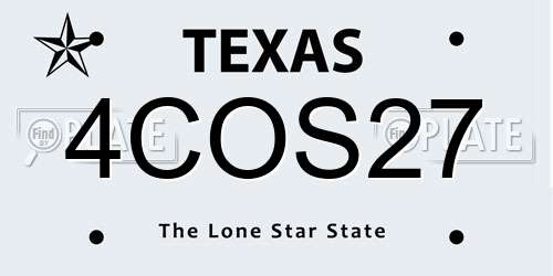 4COS27 Texas License Plate
