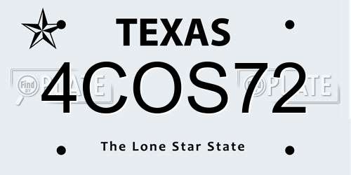4COS72 Texas License Plate