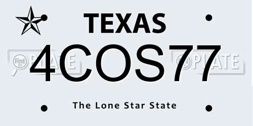 4COS77 Texas License Plate