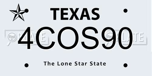 4COS90 Texas License Plate