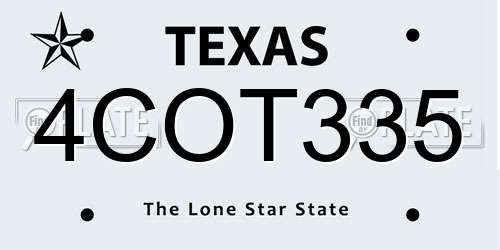 4COT335 Texas License Plate