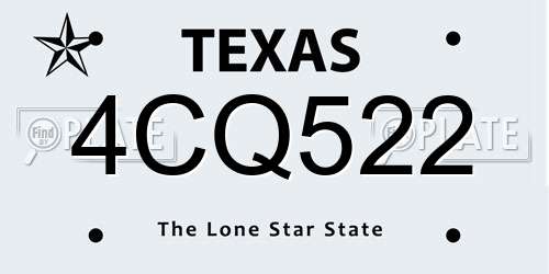 4CQ522 Texas License Plate