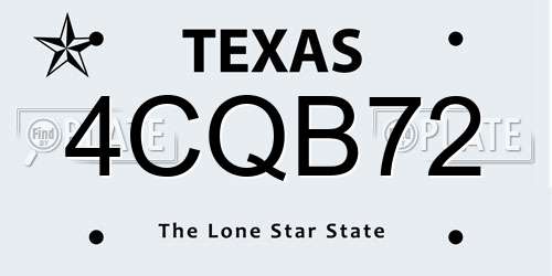 4CQB72 Texas License Plate
