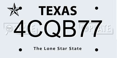 4CQB77 Texas License Plate