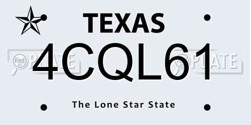4CQL61 Texas License Plate