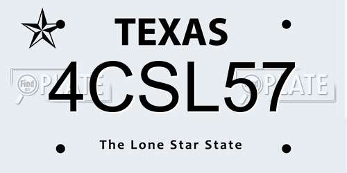 4CSL57 Texas License Plate