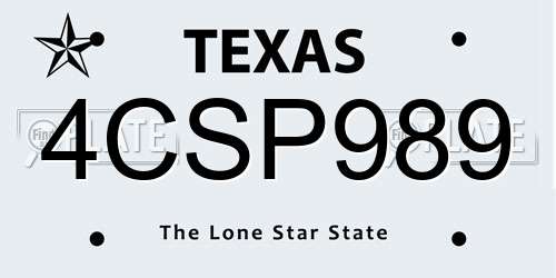 4CSP989 Texas License Plate