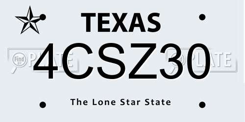 4CSZ30 Texas License Plate