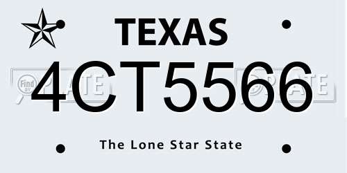 4CT5566 Texas License Plate