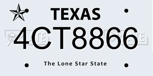 4CT8866 Texas License Plate