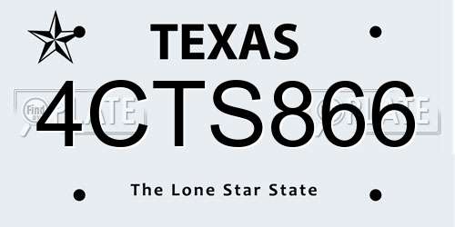 4CTS866 Texas License Plate