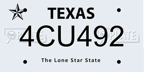 4CU492 Texas License Plate