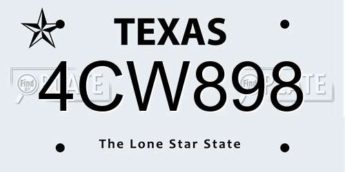 4CW898 Texas License Plate