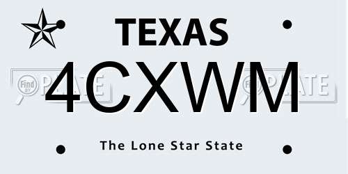 4CXWM Texas License Plate
