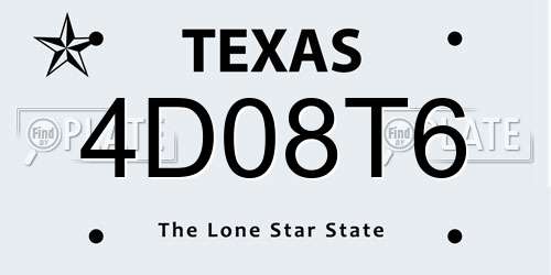 4D08T6 Texas License Plate
