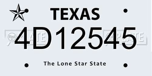 4D12545 Texas License Plate