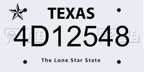 4D12548 Texas License Plate