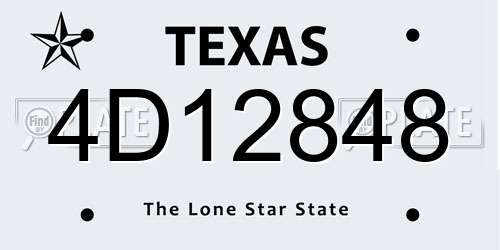 4D12848 Texas License Plate