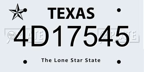 4D17545 Texas License Plate