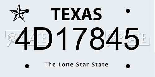 4D17845 Texas License Plate