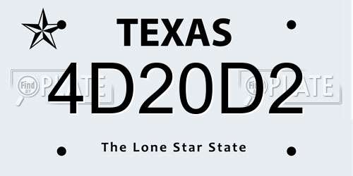 4D20D2 Texas License Plate