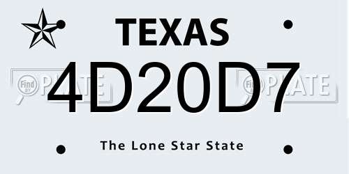4D20D7 Texas License Plate