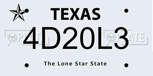 4D20L3 Texas License Plate