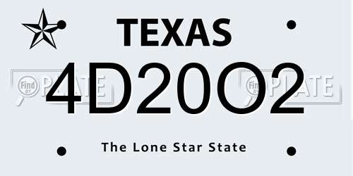 4D20O2 Texas License Plate