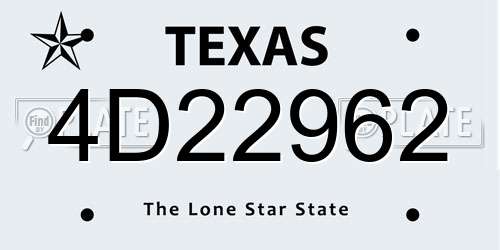 4D22962 Texas License Plate