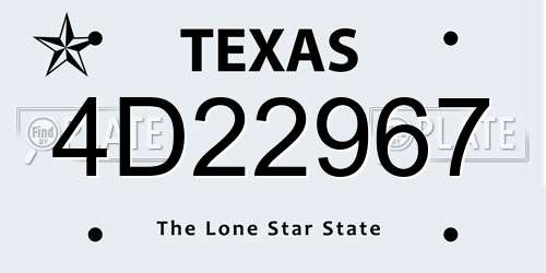 4D22967 Texas License Plate