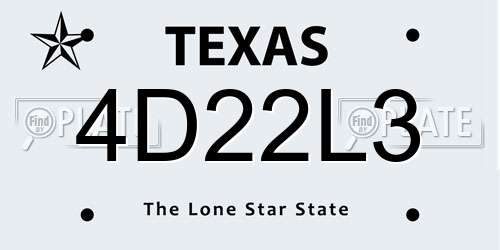 4D22L3 Texas License Plate