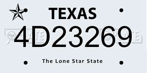 4D23269 Texas License Plate