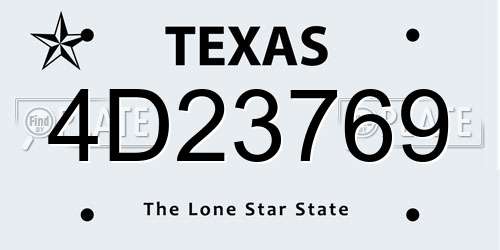 4D23769 Texas License Plate